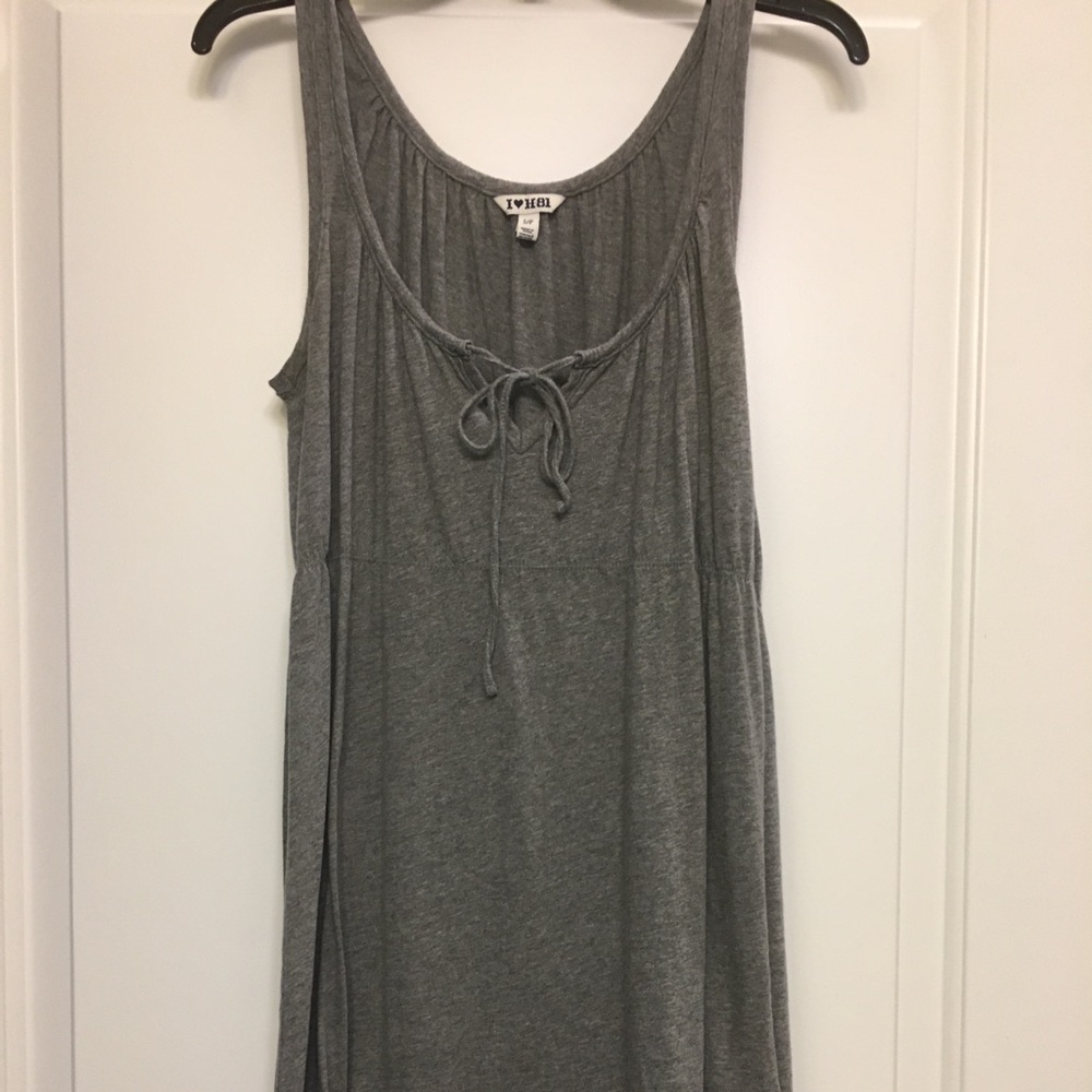 Gray babydoll dress with tie front